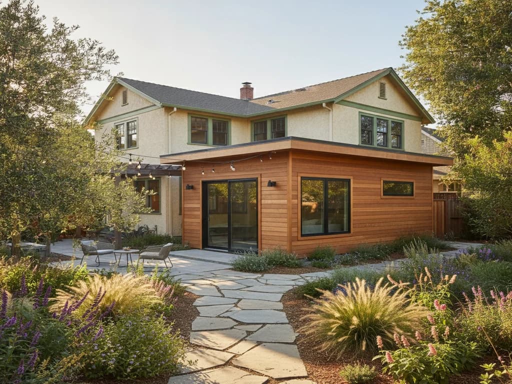 Detached backyard accessory dwelling unit (ADU) behind a Sacramento-area home