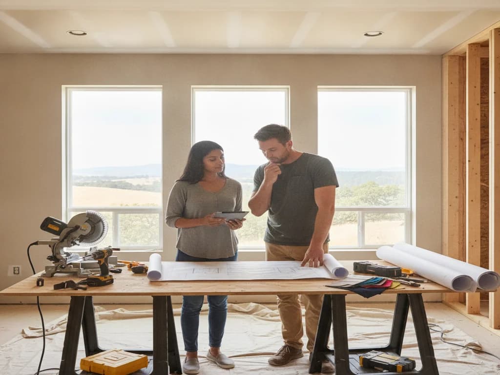 A homeowner reviewing a remodeling proposal with a contractor in Placer County
