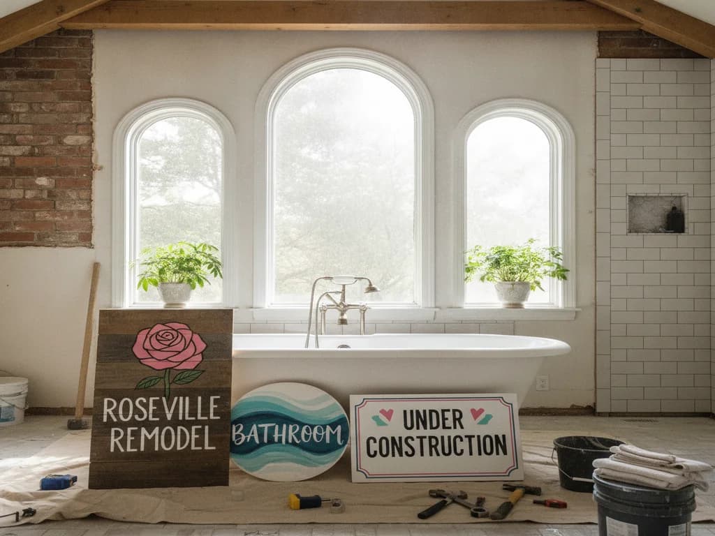An outdated bathroom being assessed for remodeling in a Roseville, California home