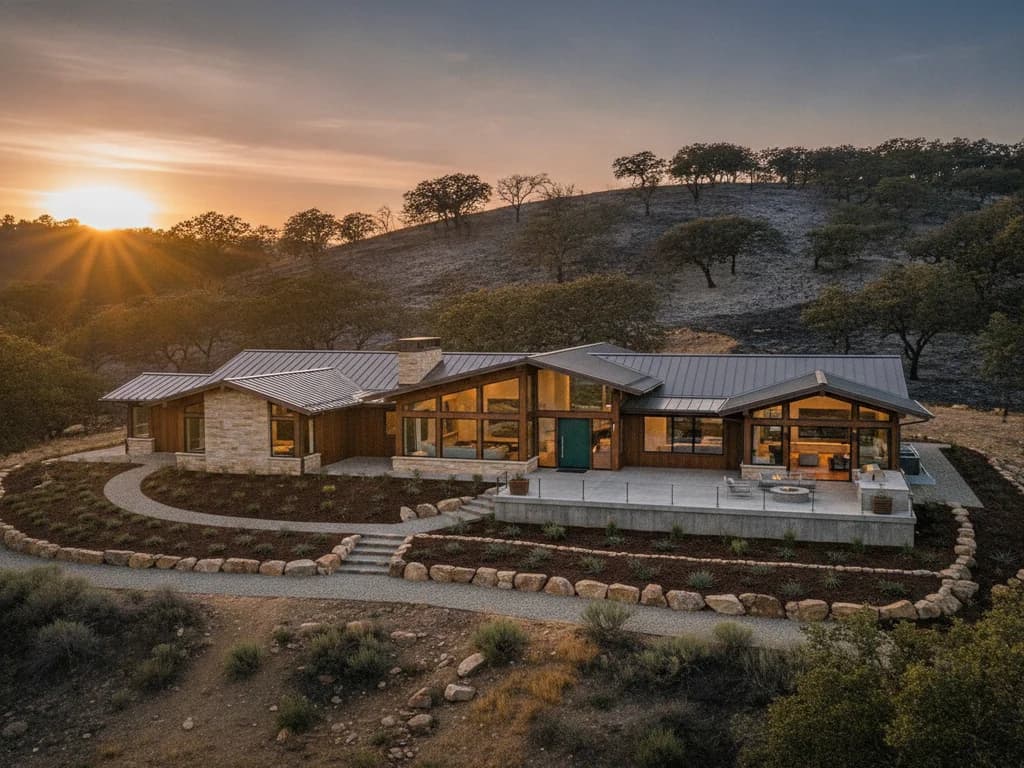 A wildfire-hardened foothill home with fiber cement siding in Placer County, California