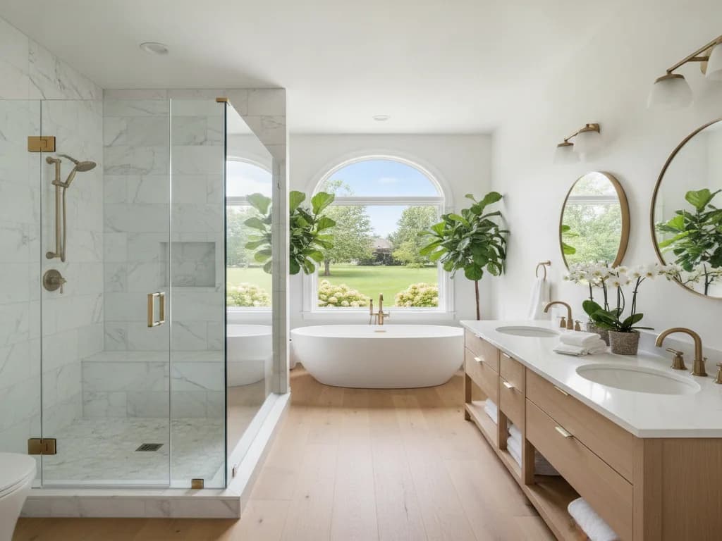 Remodeled bathroom with a tiled walk-in shower in a Sacramento home