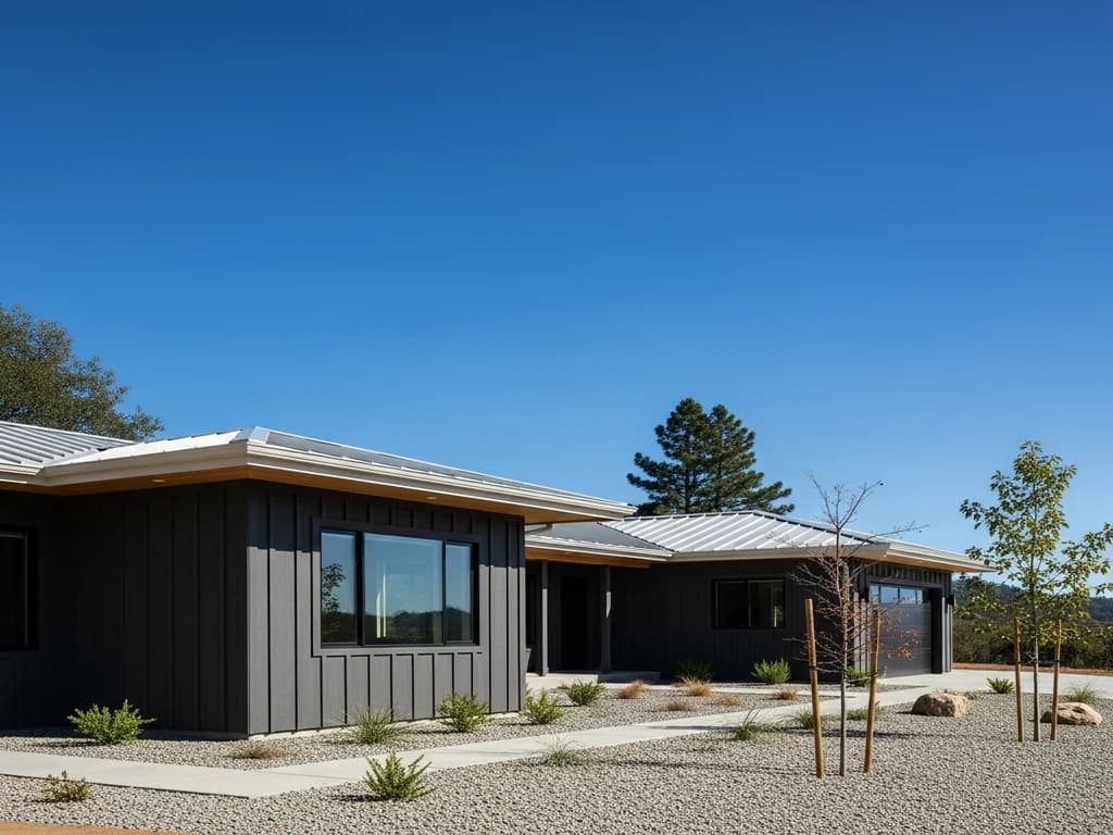 A Northern California foothill home with ignition-resistant siding and a maintained defensible space