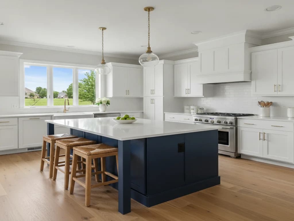 An open-concept kitchen opened to the living area in a Northern California home